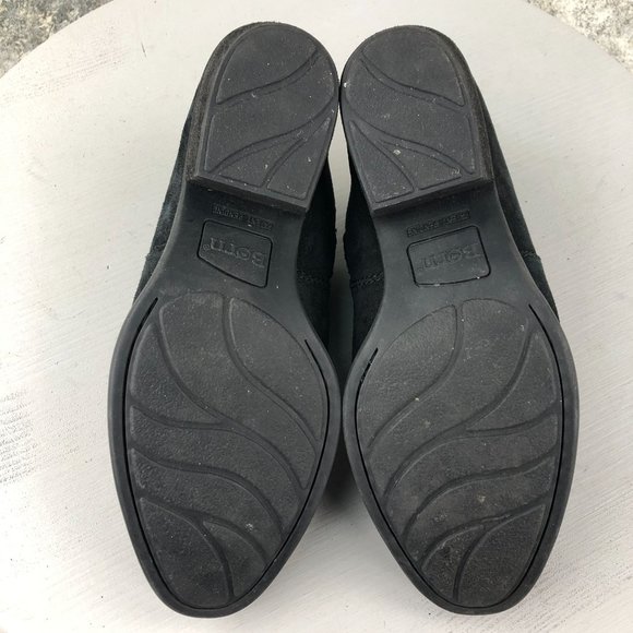 Born Women's 6M Shaya Black Distressed Leather Almond Toe Slip On Heeled Mules - Picture 10 of 13